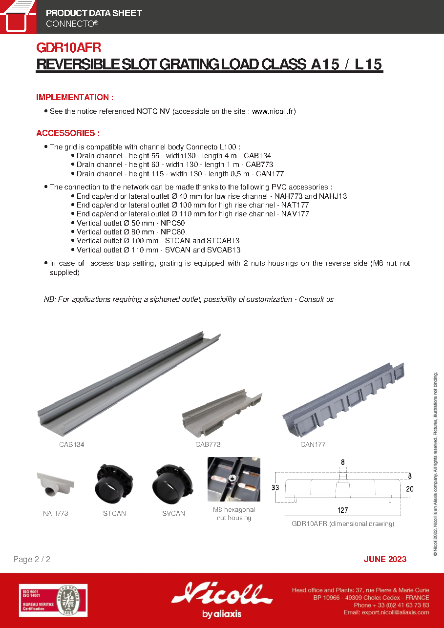 Fiche technique fournisseur