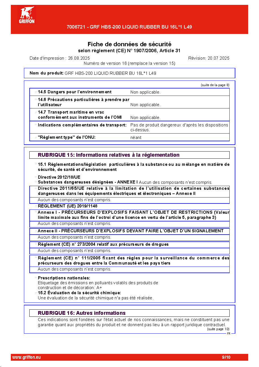 Fiche technique fournisseur