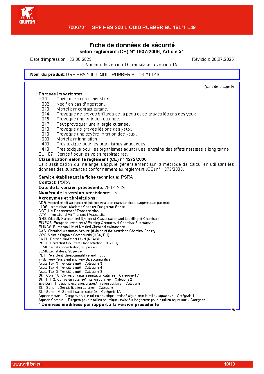 Fiche technique fournisseur