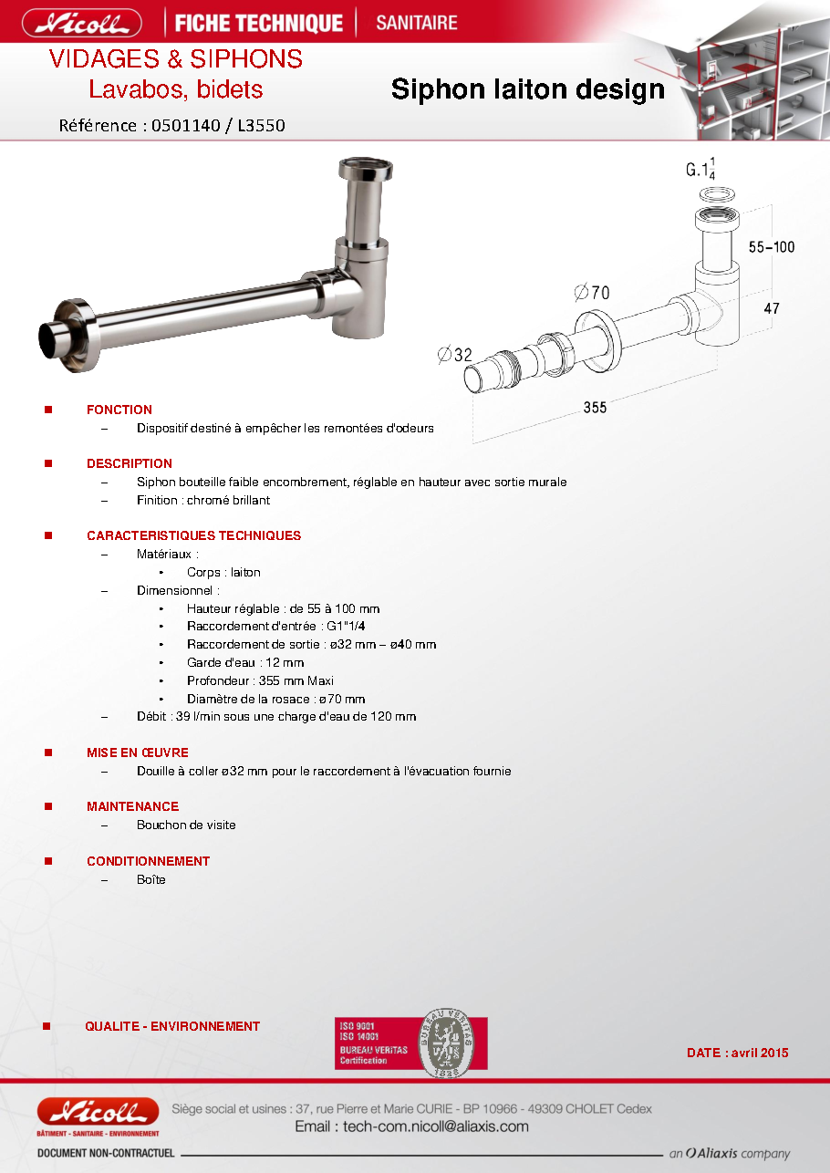 Fiche technique fournisseur