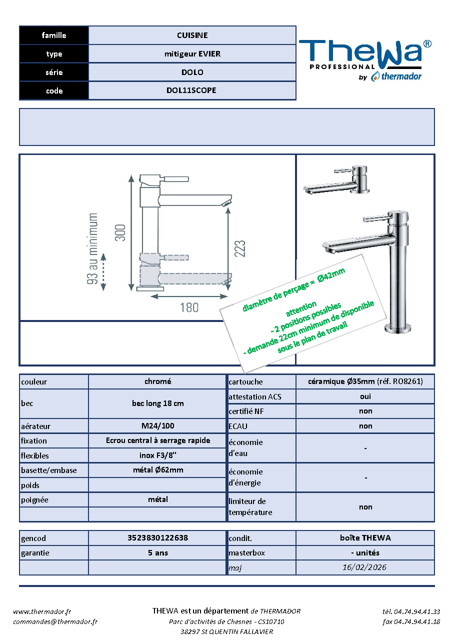 Fiche technique fournisseur
