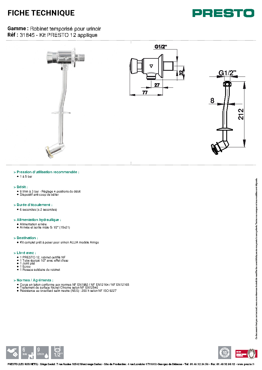 Fiche technique fournisseur