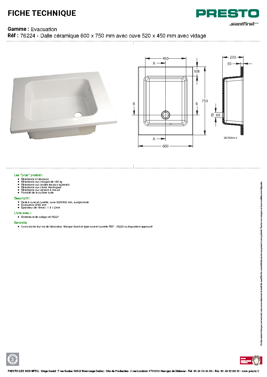 Fiche technique fournisseur
