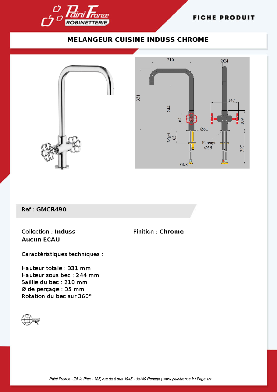 Fiche technique fournisseur