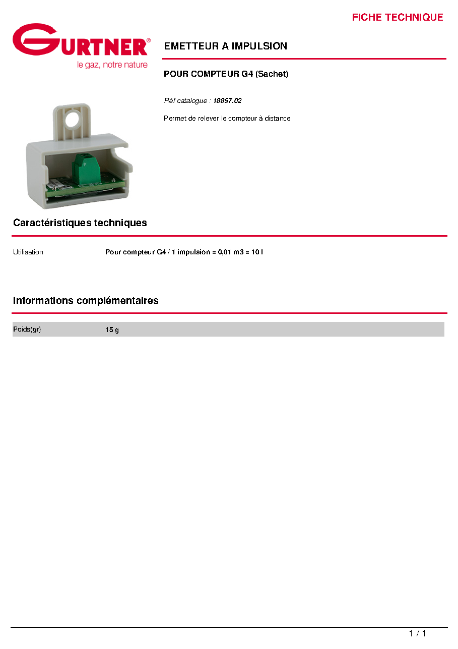 Fiche technique fournisseur