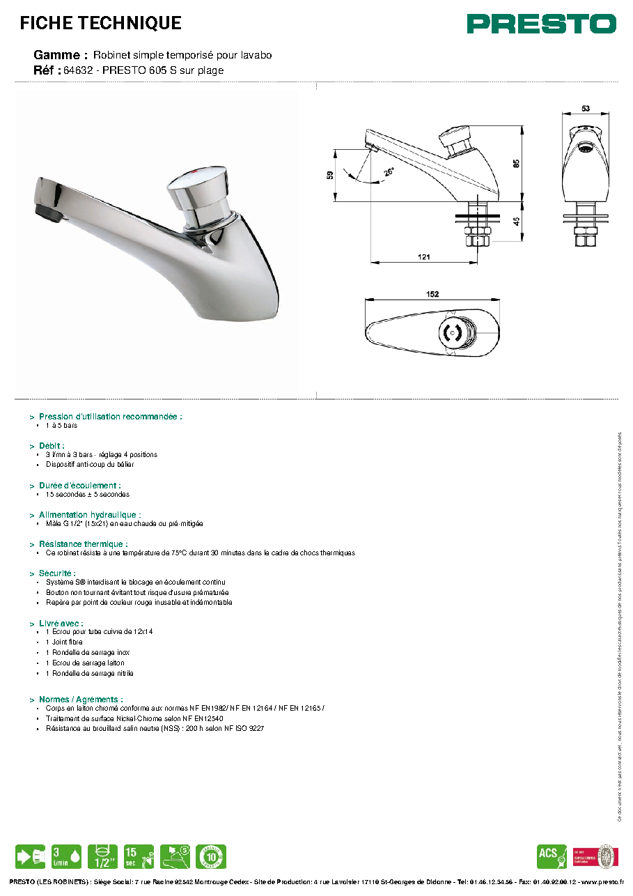 Fiche technique fournisseur