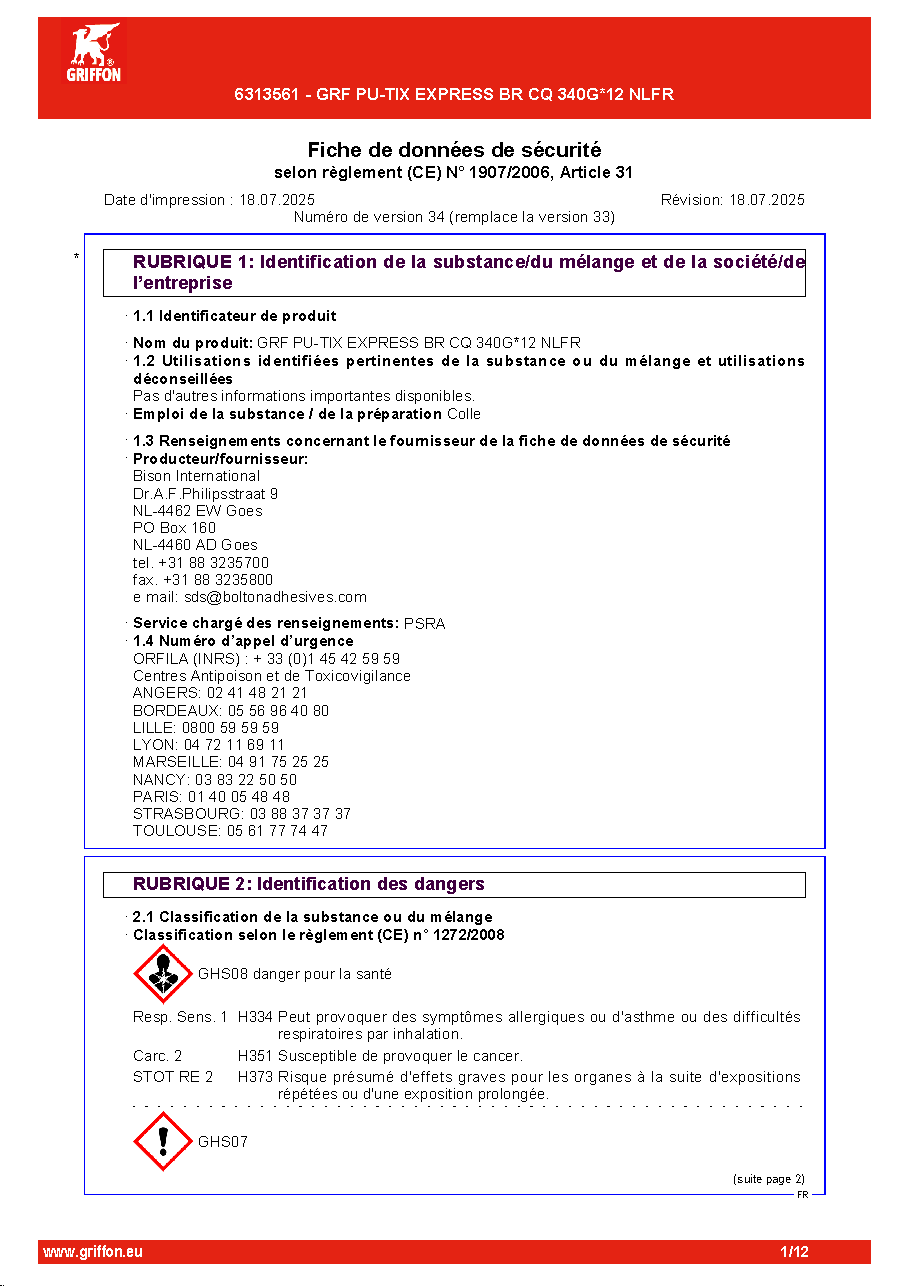 Fiche technique fournisseur
