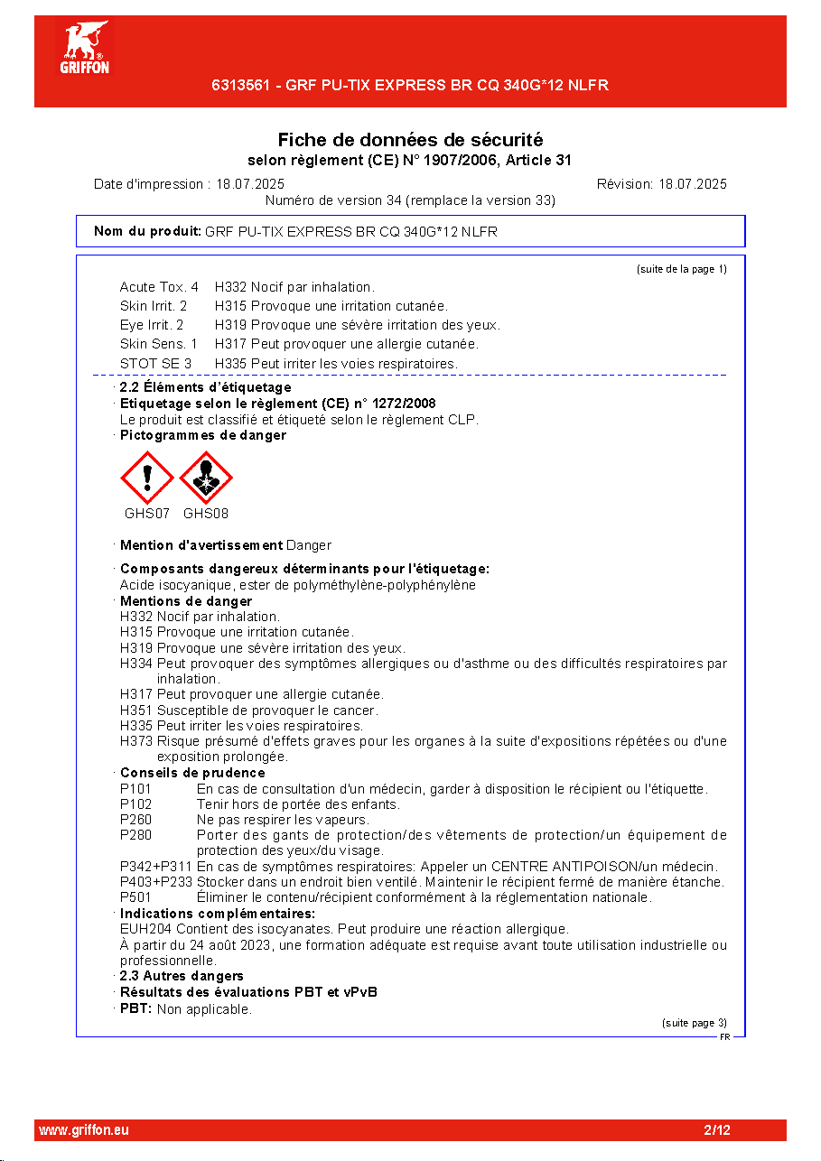Fiche technique fournisseur