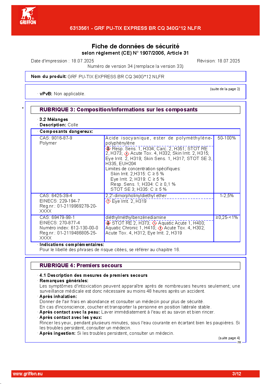 Fiche technique fournisseur