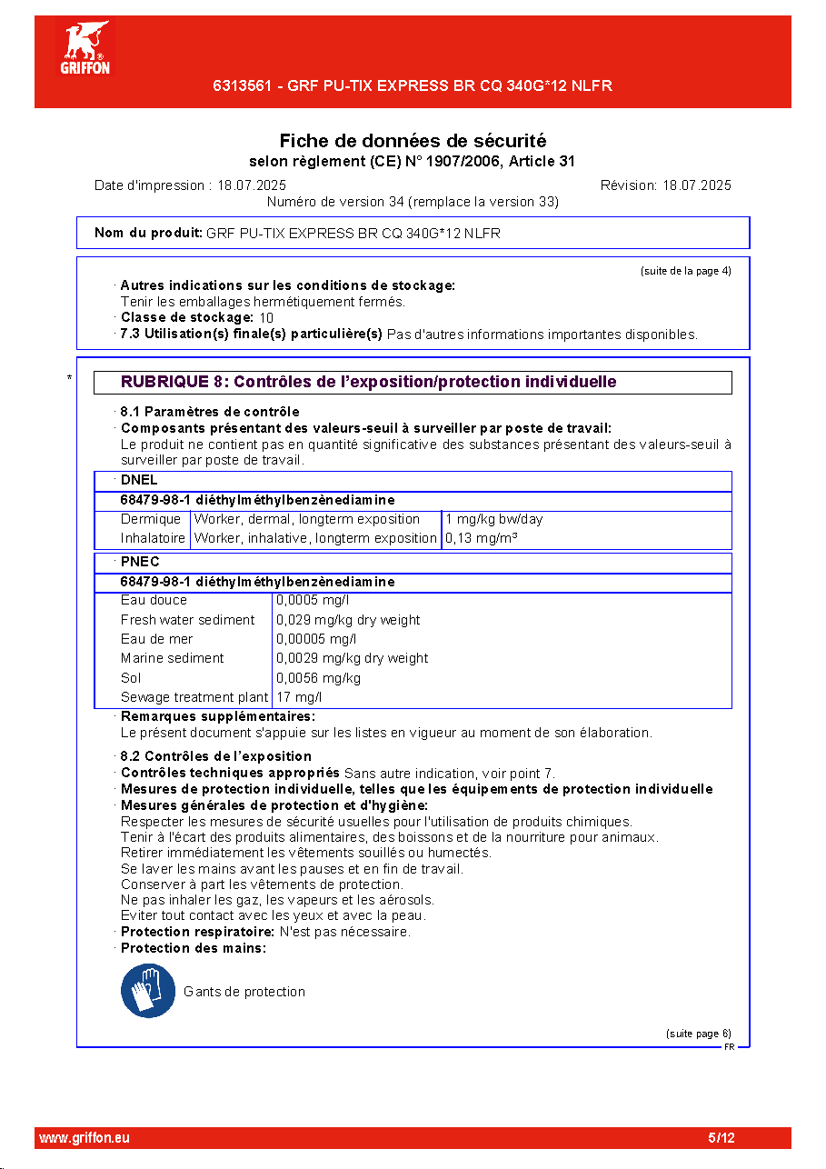 Fiche technique fournisseur