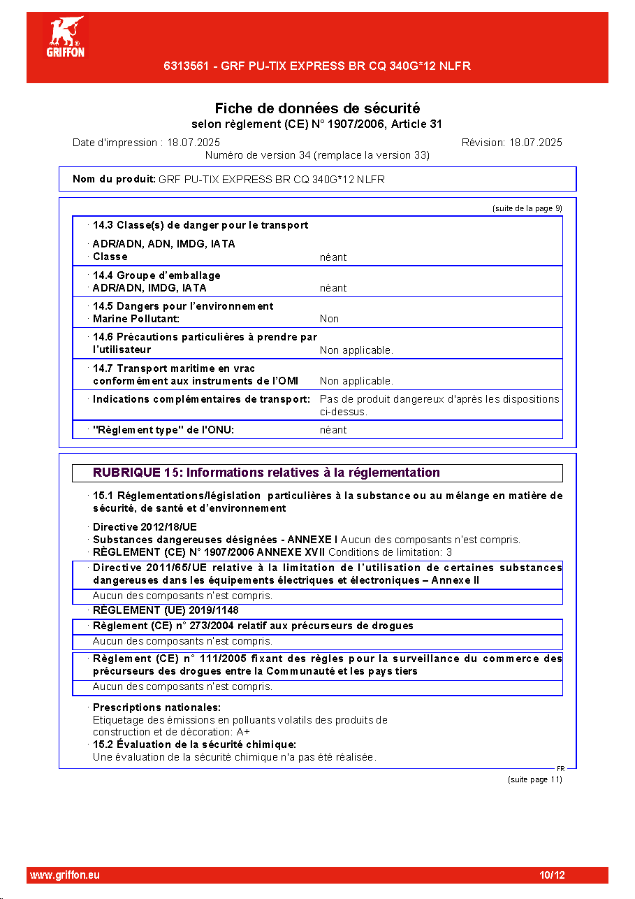 Fiche technique fournisseur