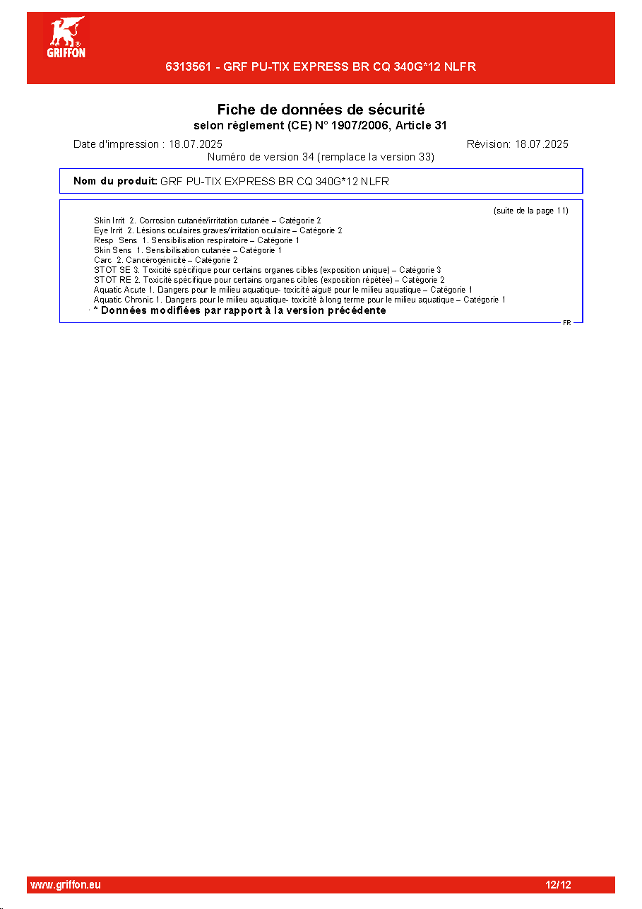Fiche technique fournisseur