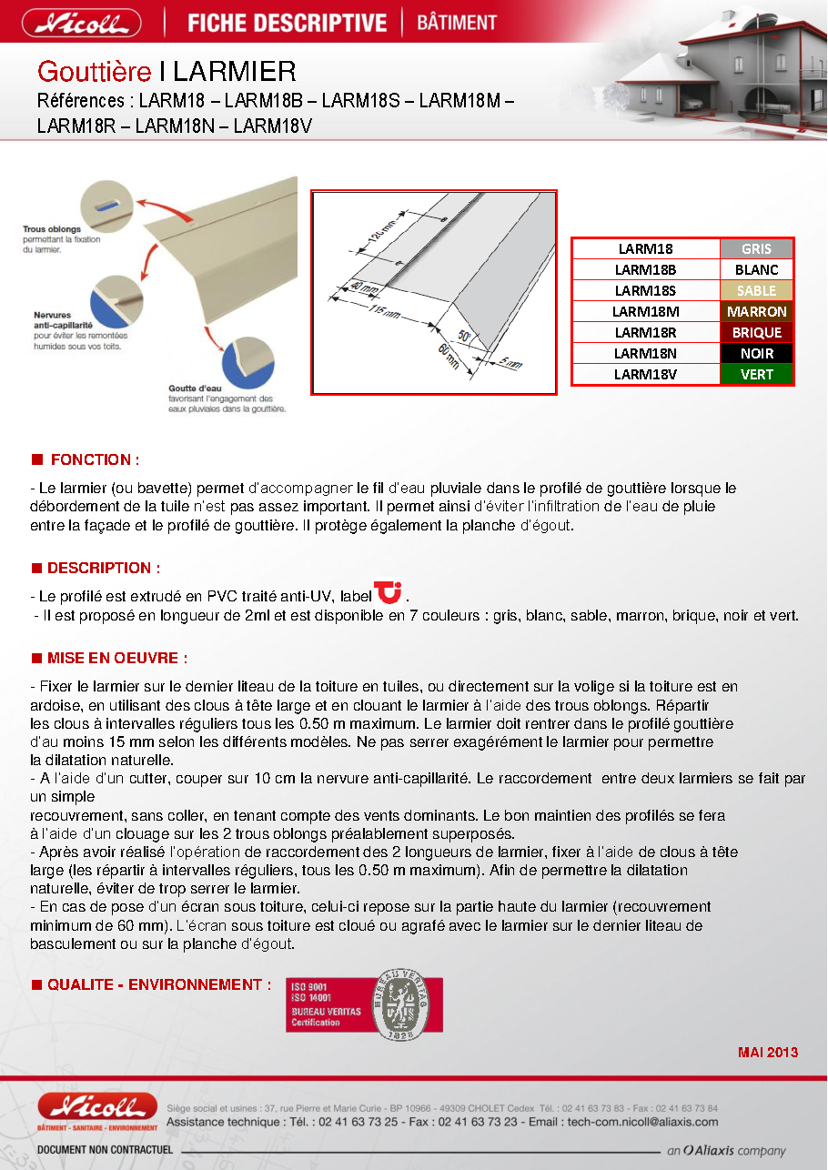Fiche technique fournisseur