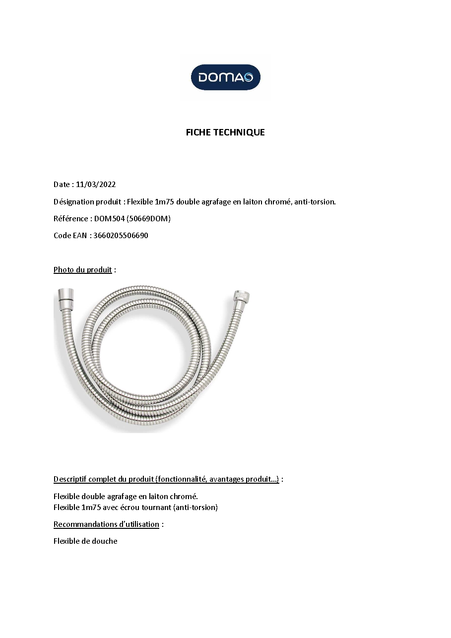Fiche technique fournisseur
