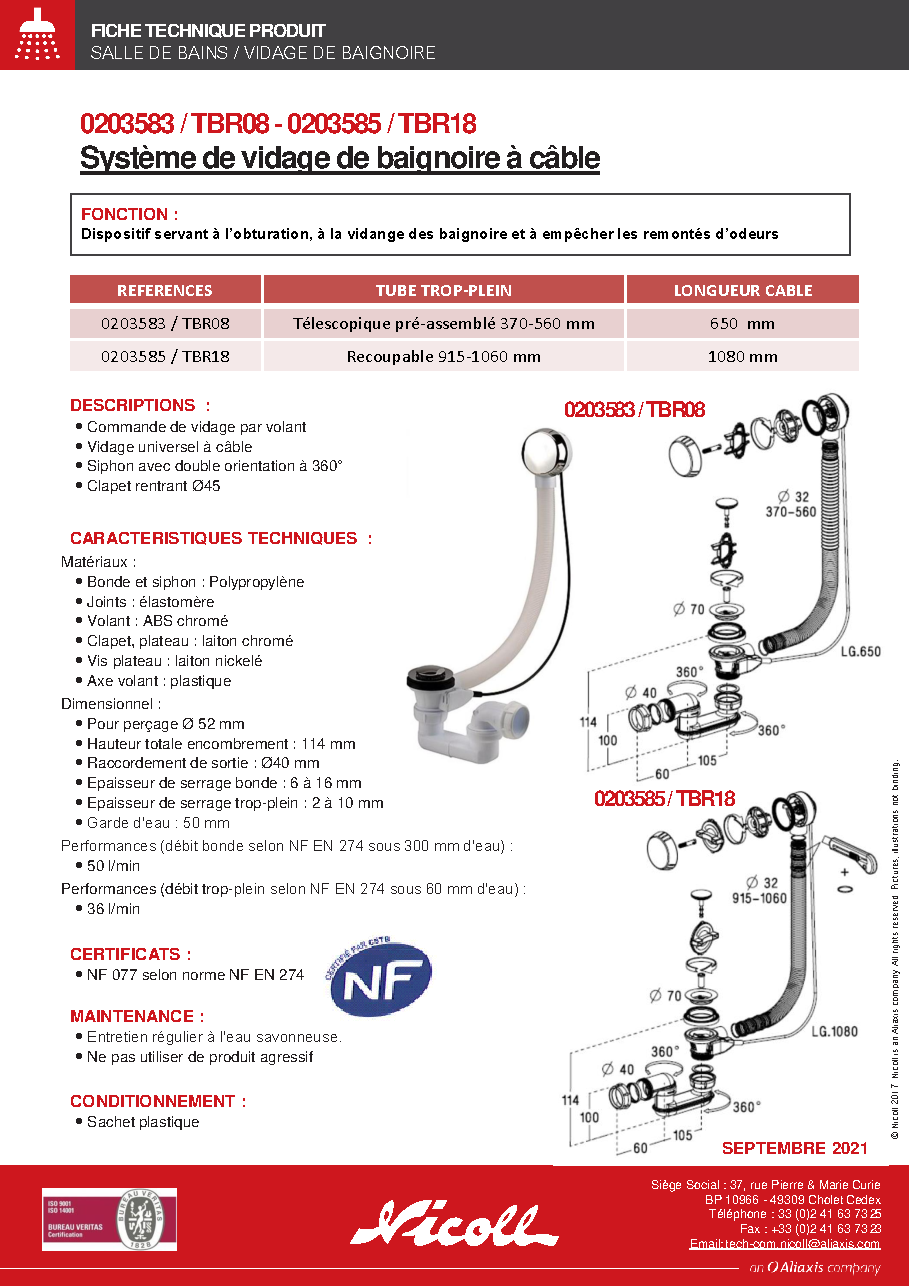 Fiche technique fournisseur