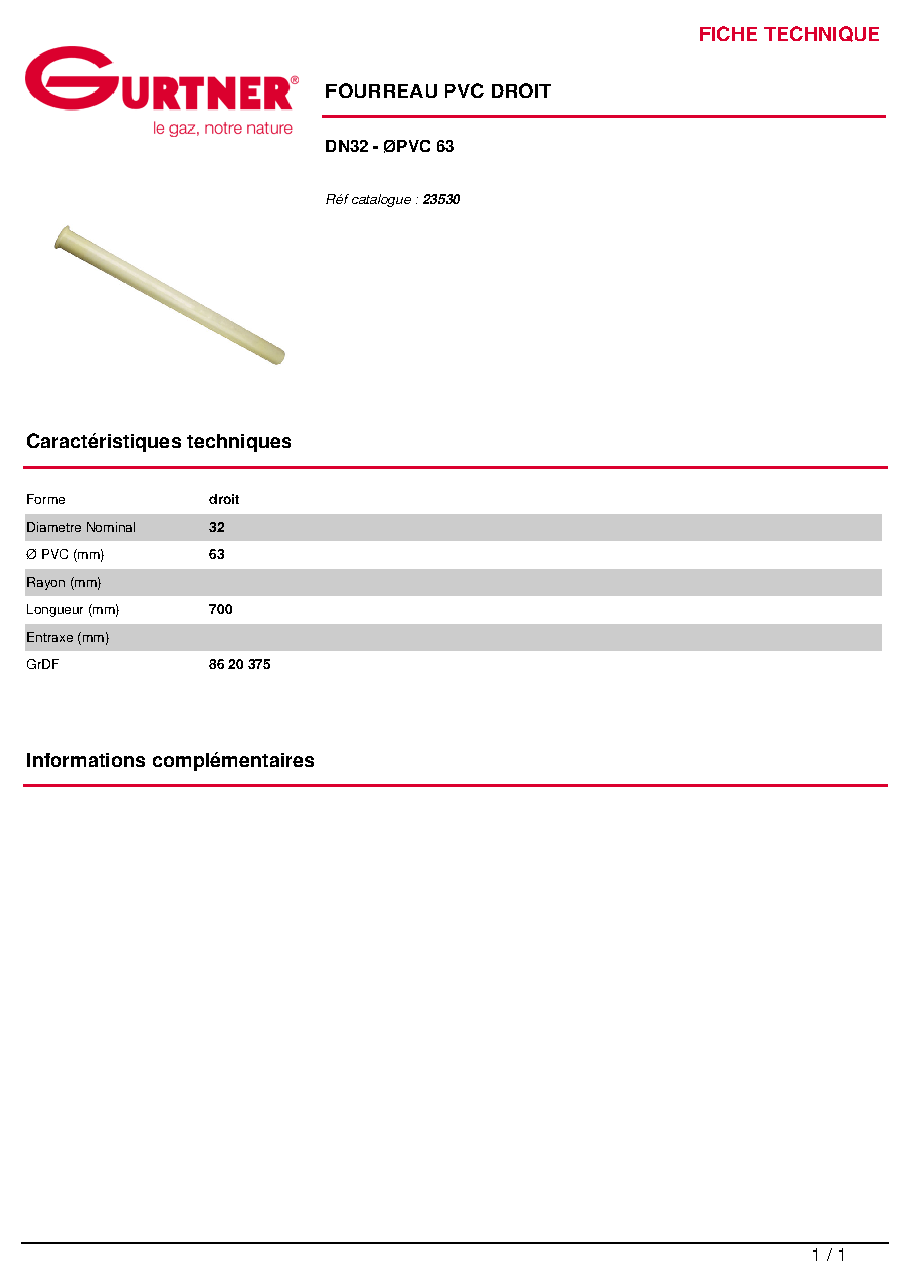 Fiche technique fournisseur