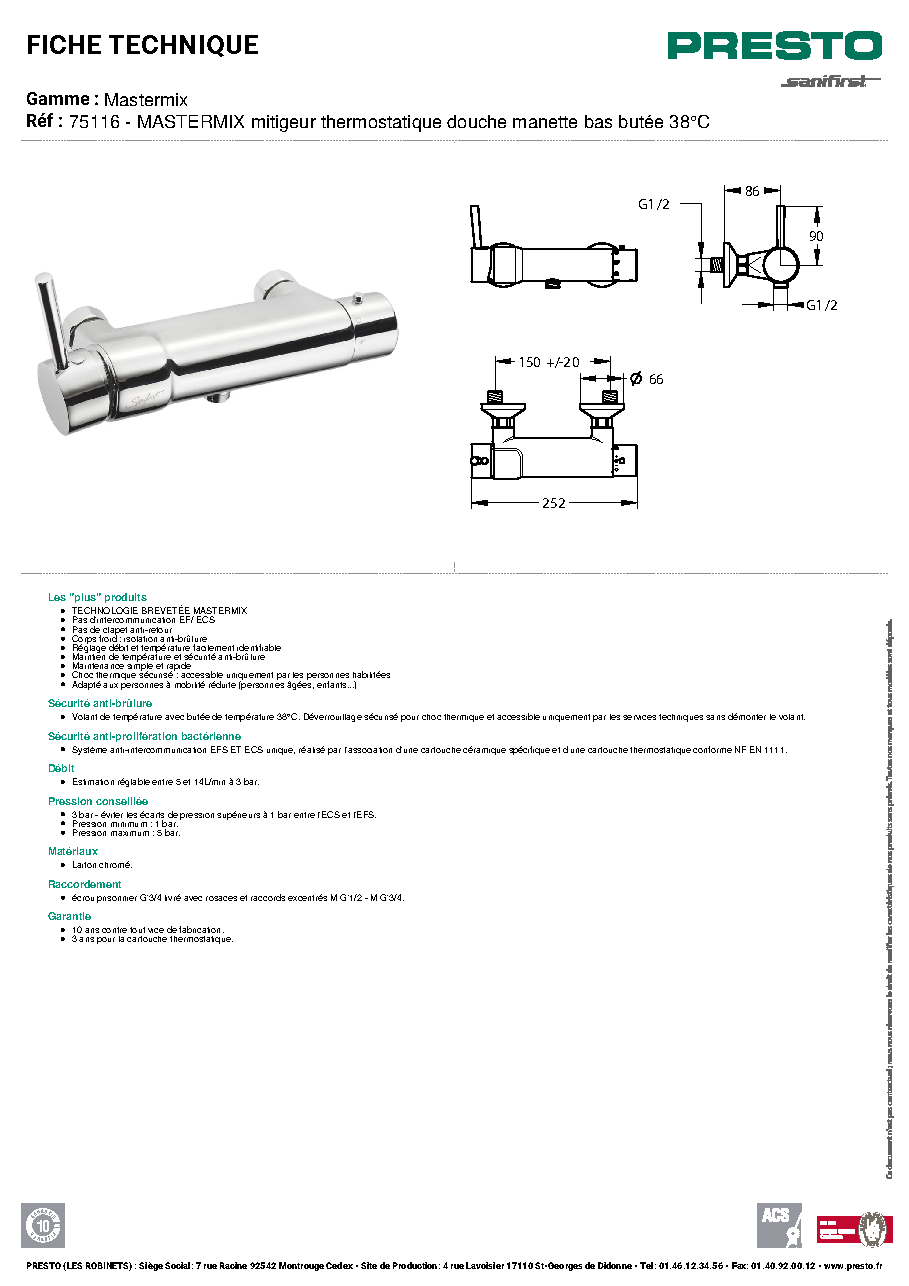 Fiche technique fournisseur