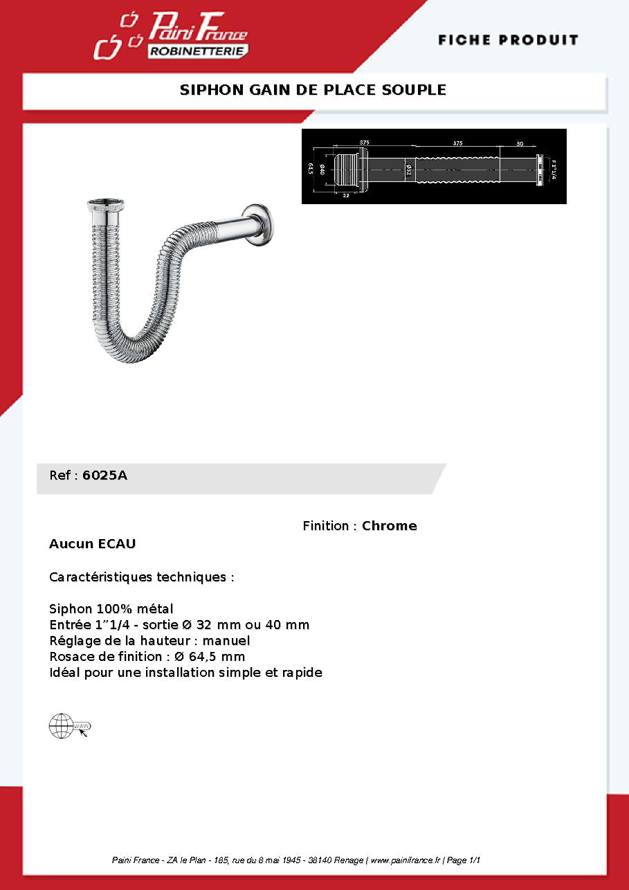 Fiche technique fournisseur