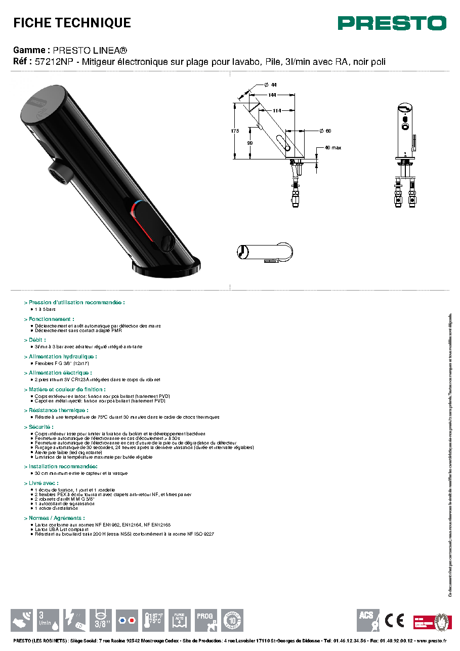 Fiche technique fournisseur