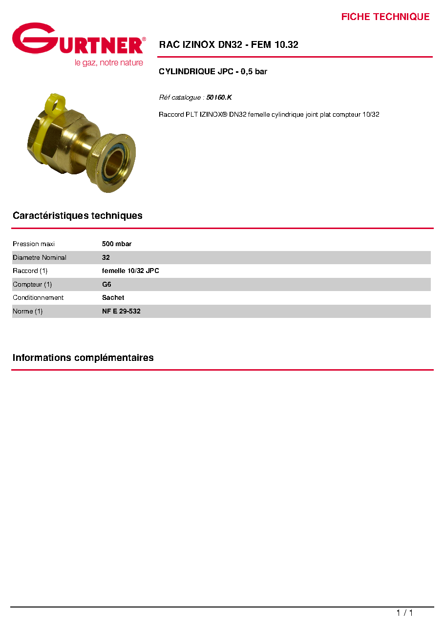 Fiche technique fournisseur