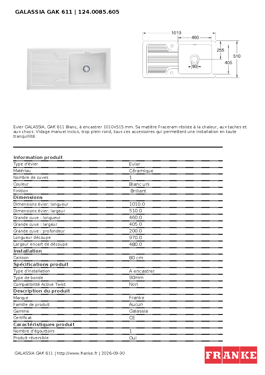Fiche technique fournisseur
