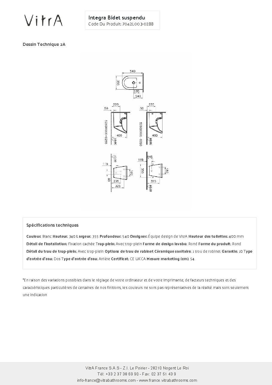 Fiche technique fournisseur