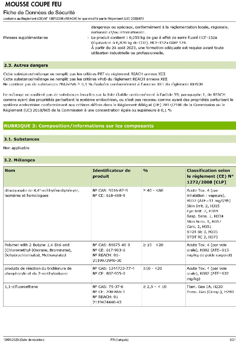 Fiche technique fournisseur