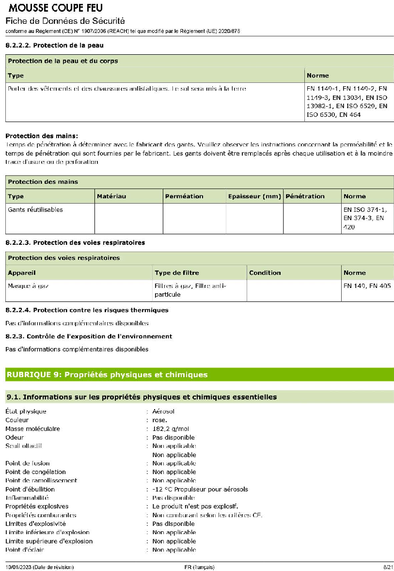 Fiche technique fournisseur