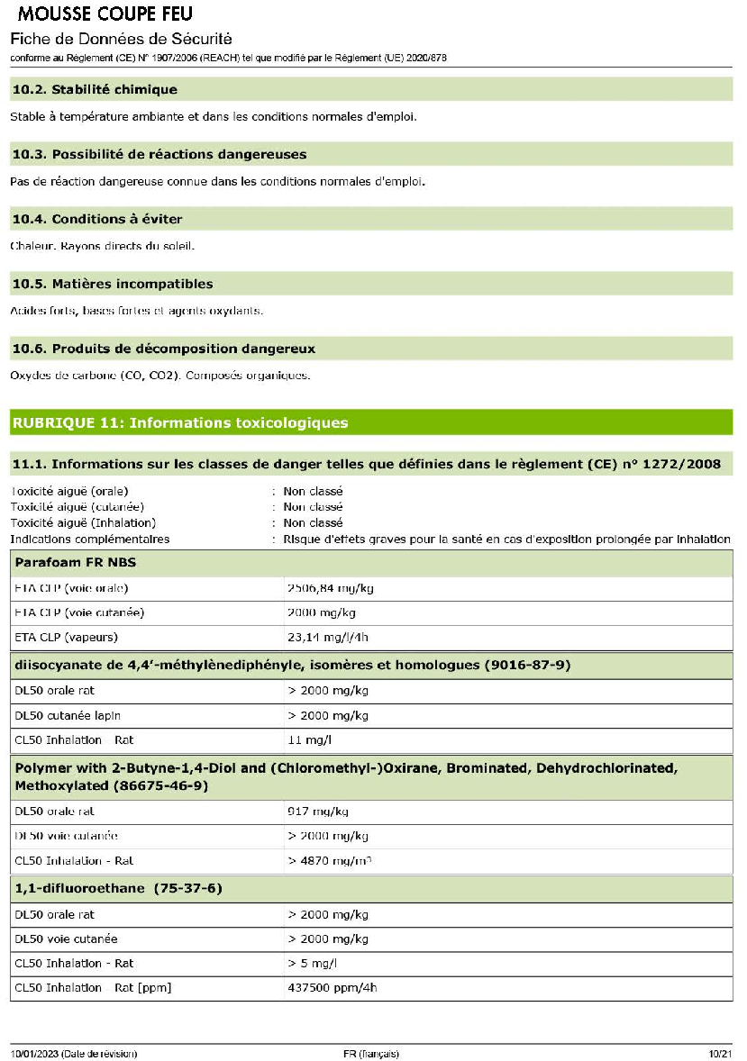 Fiche technique fournisseur
