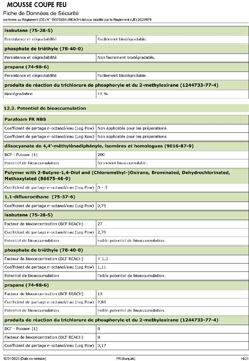 Fiche technique fournisseur