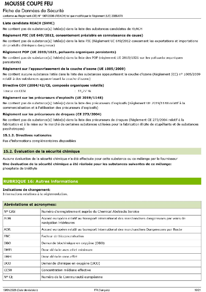 Fiche technique fournisseur