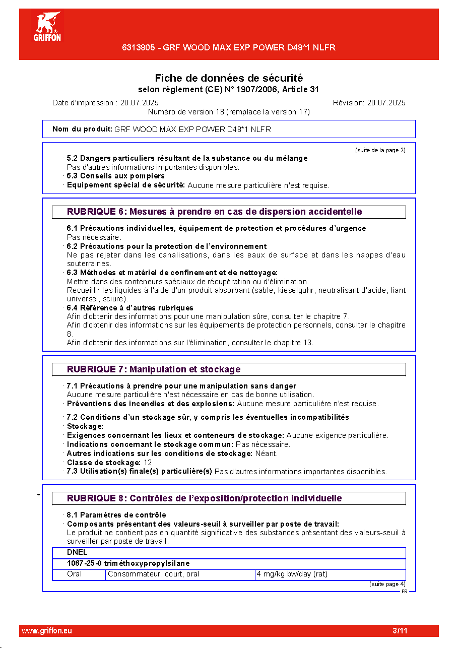 Fiche technique fournisseur