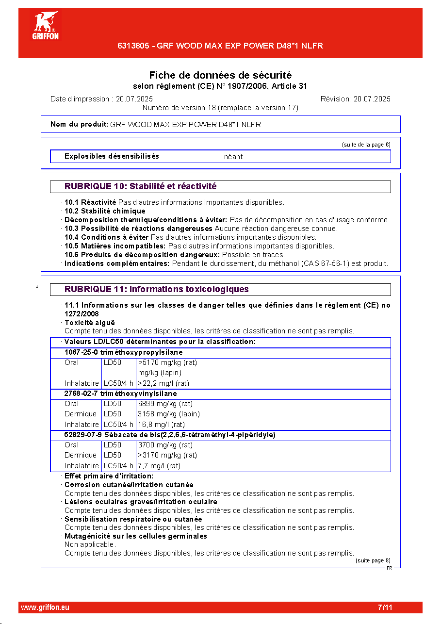 Fiche technique fournisseur