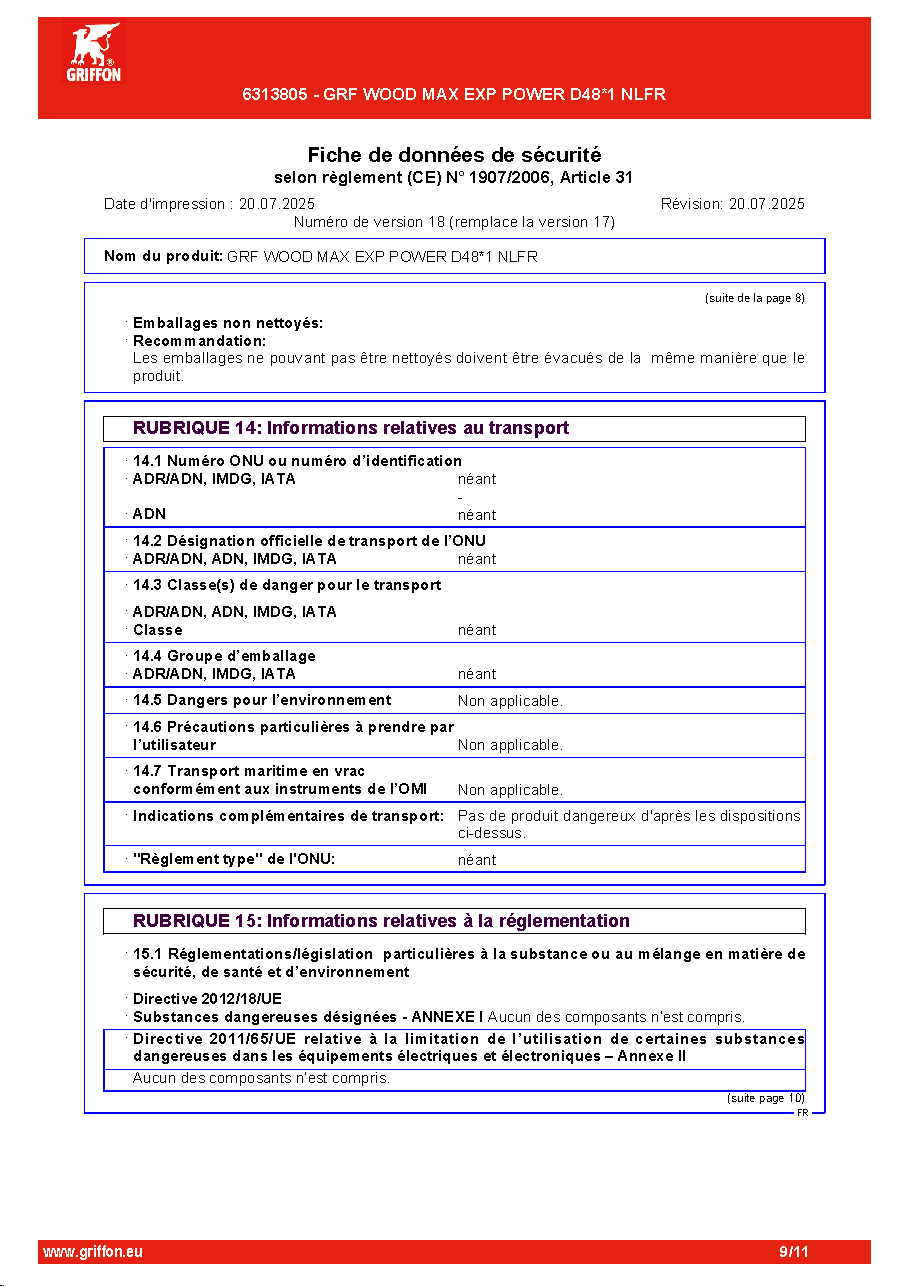 Fiche technique fournisseur
