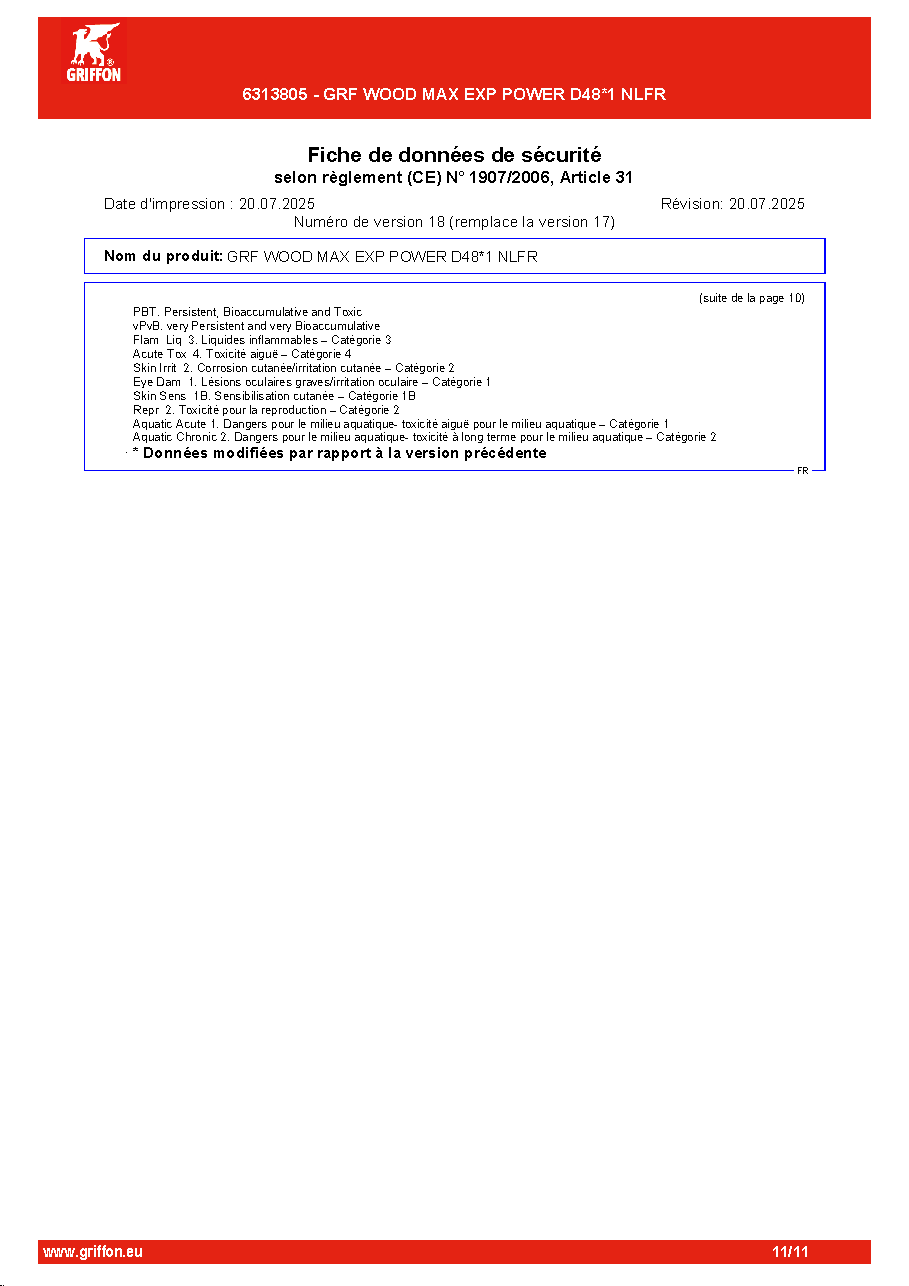 Fiche technique fournisseur