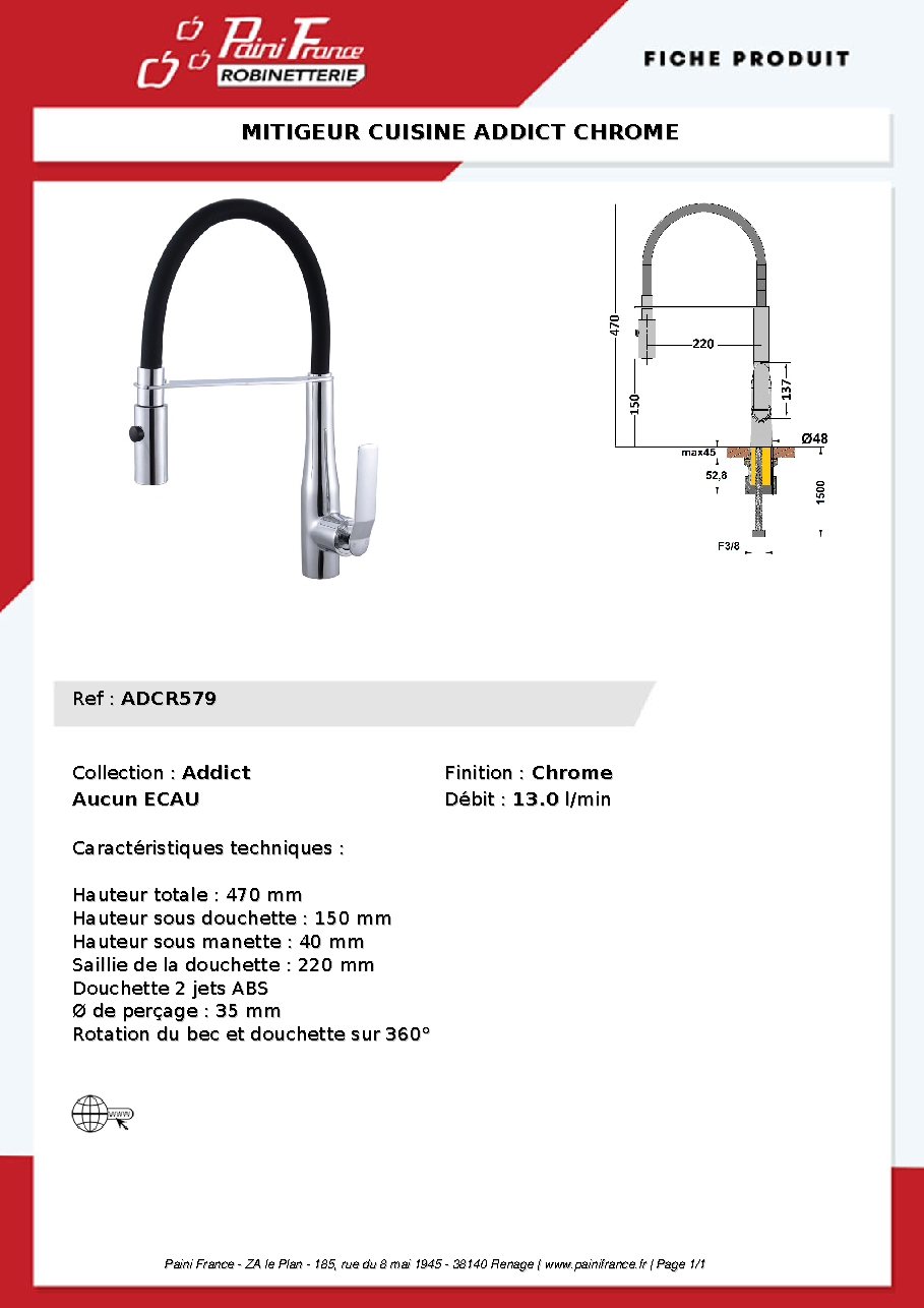 Fiche technique fournisseur