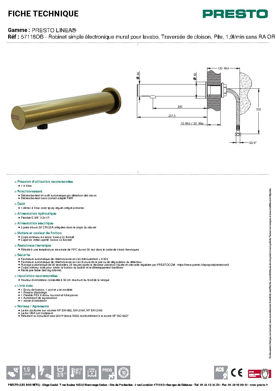 Fiche technique fournisseur