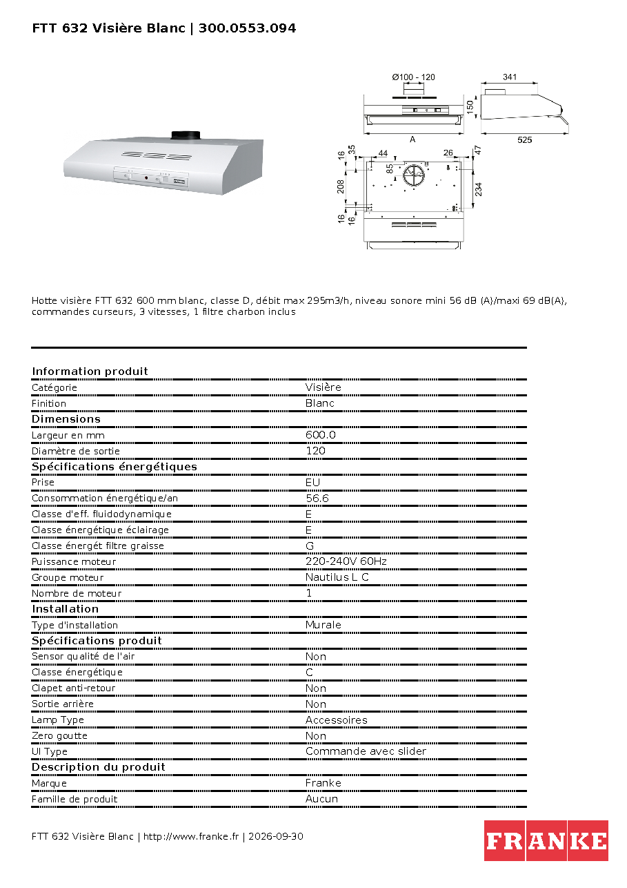 Fiche technique fournisseur