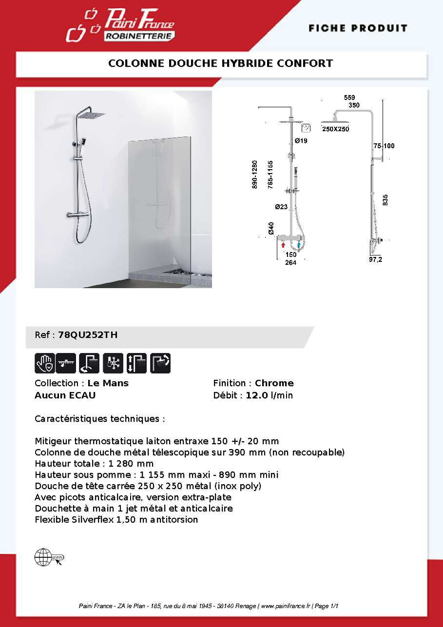 Fiche technique fournisseur