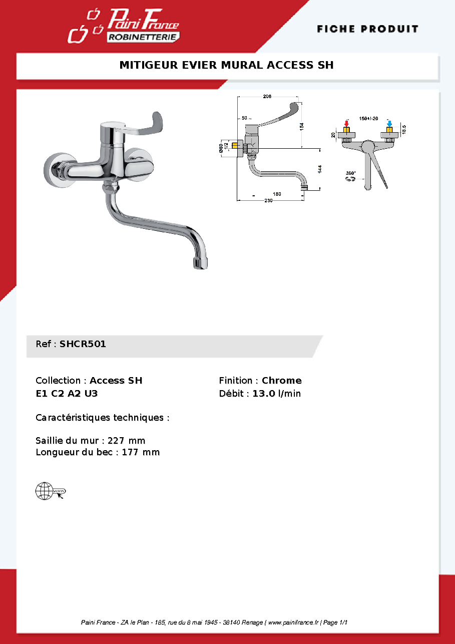 Fiche technique fournisseur