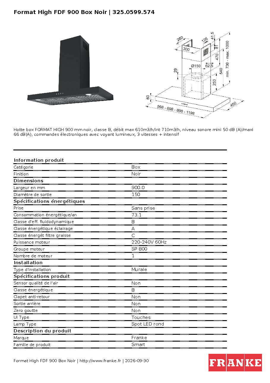 Fiche technique fournisseur