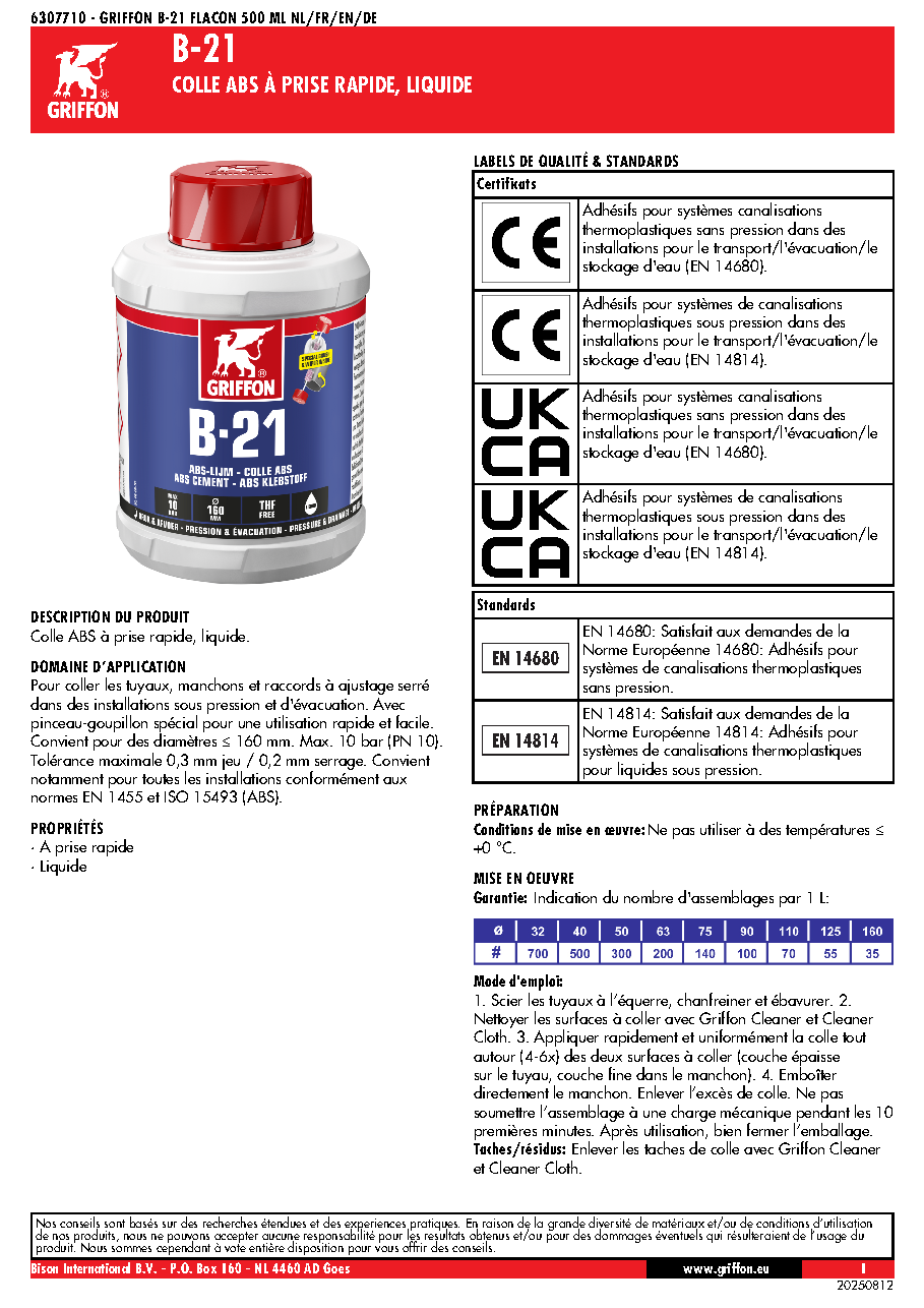 Fiche technique fournisseur