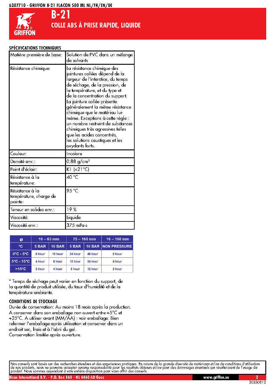 Fiche technique fournisseur