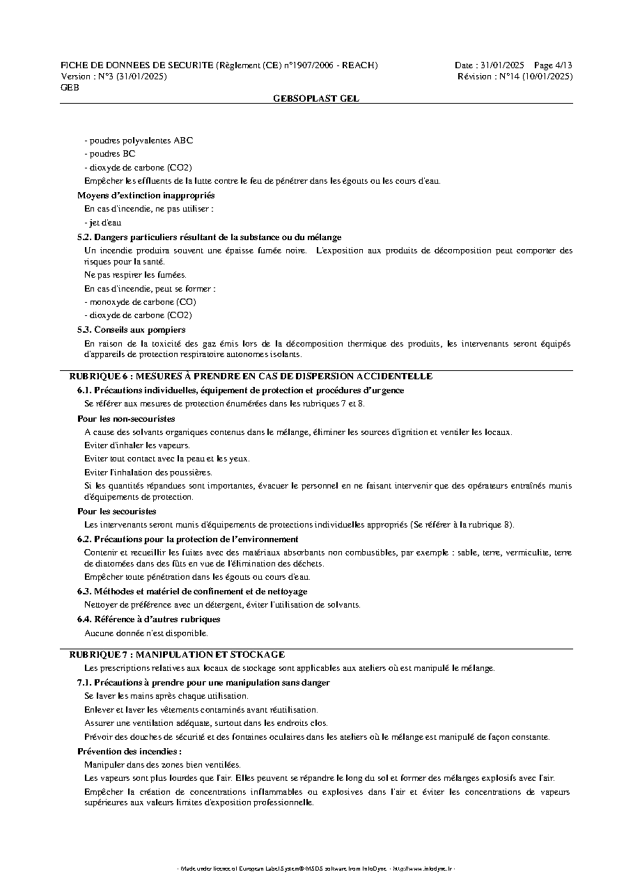Fiche technique fournisseur