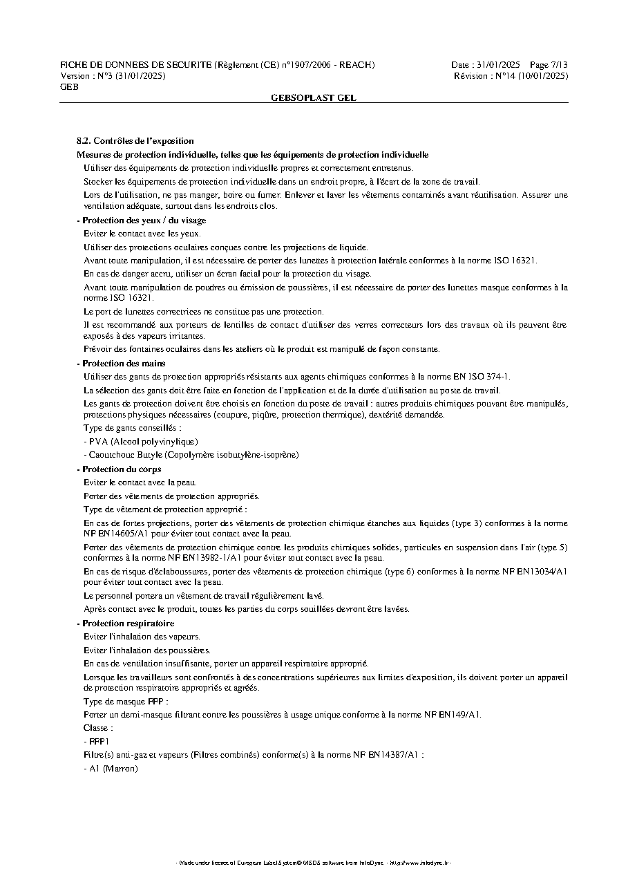 Fiche technique fournisseur