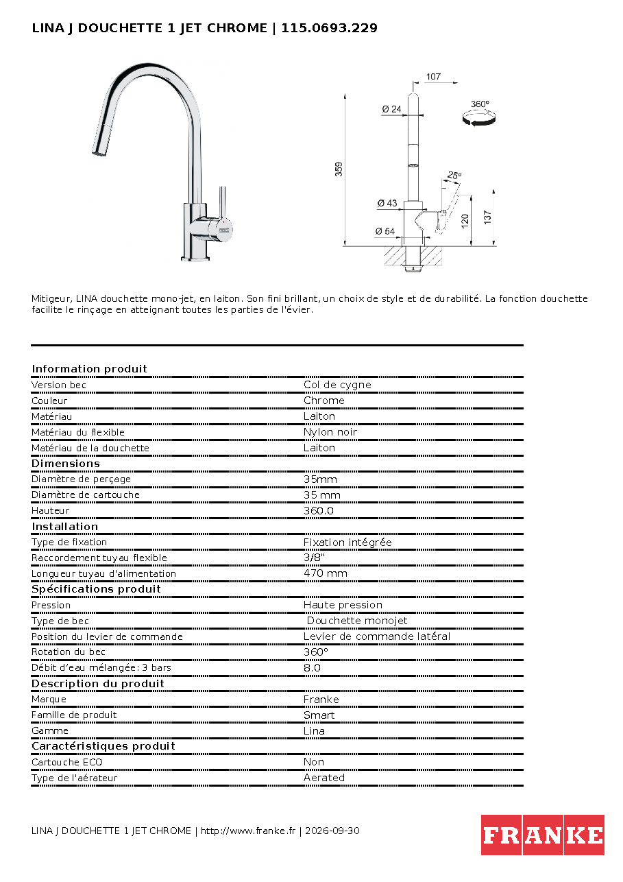 Fiche technique fournisseur
