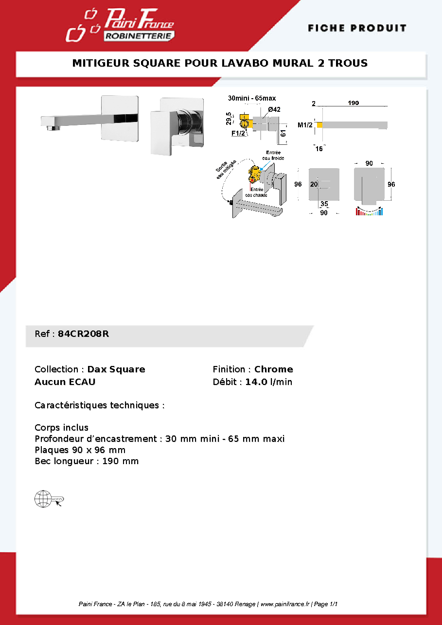 Fiche technique fournisseur