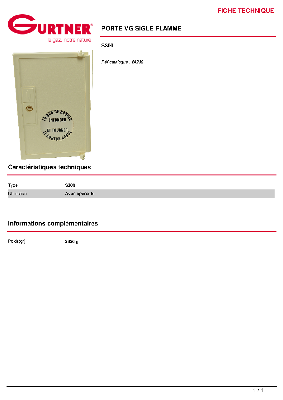 Fiche technique fournisseur