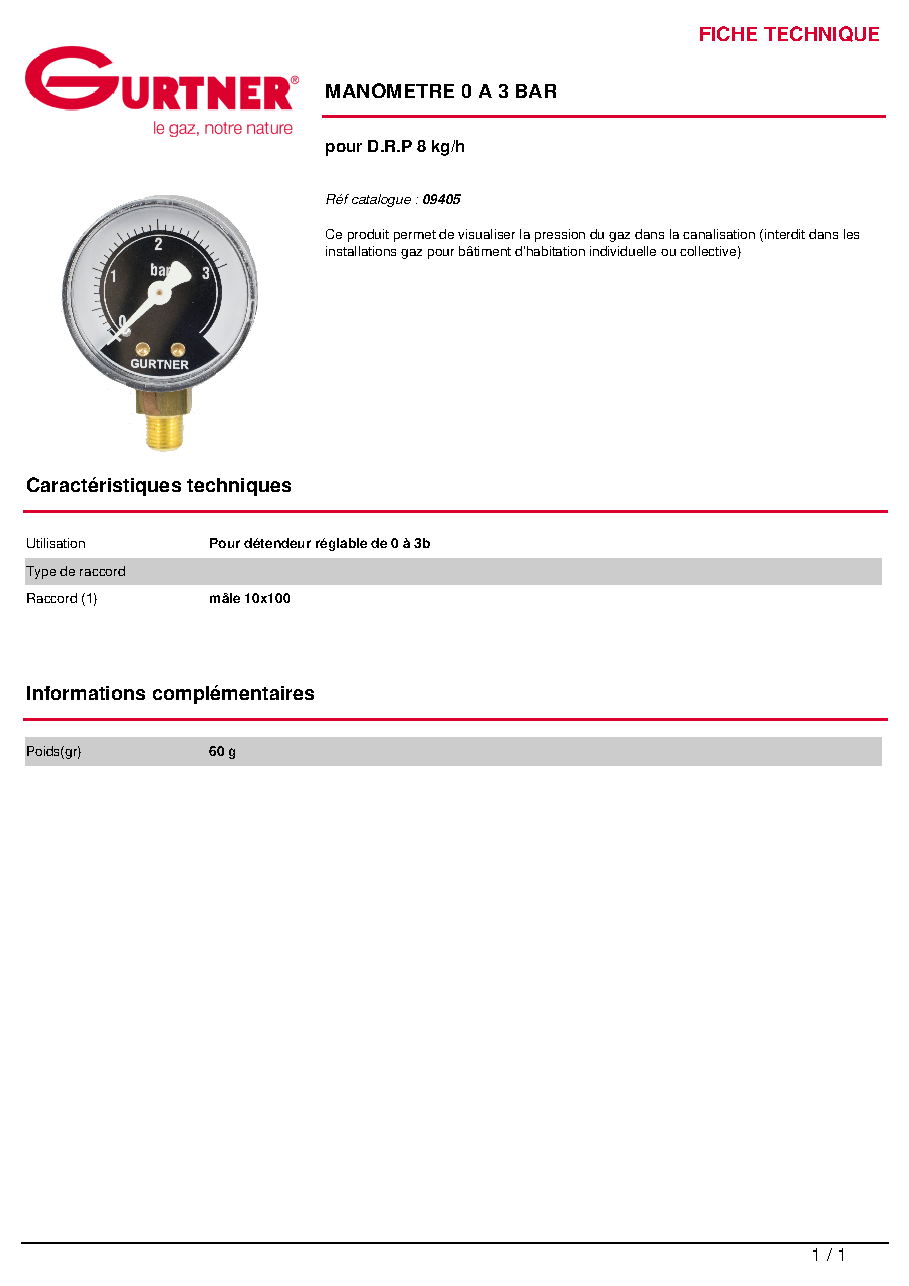 Fiche technique fournisseur