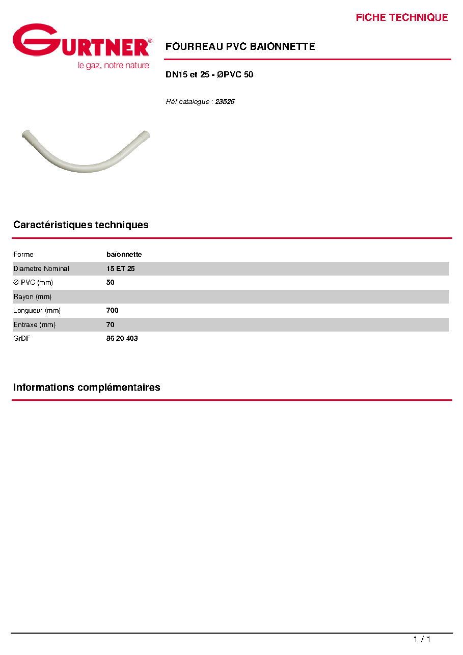 Fiche technique fournisseur